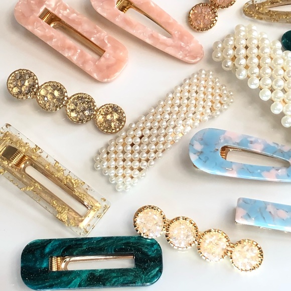 Pearl Acrylic Hair Barrette Clips Hair Accessories - Picture 3 of 10